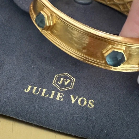 Julie Vos /Retired bangle hinged bracelet with iridescent glass stones *firm*💕 - Picture 4 of 11